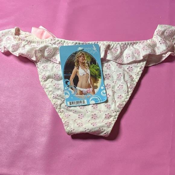 Pink and Cream Bikini Bottom - Picture 2 of 4